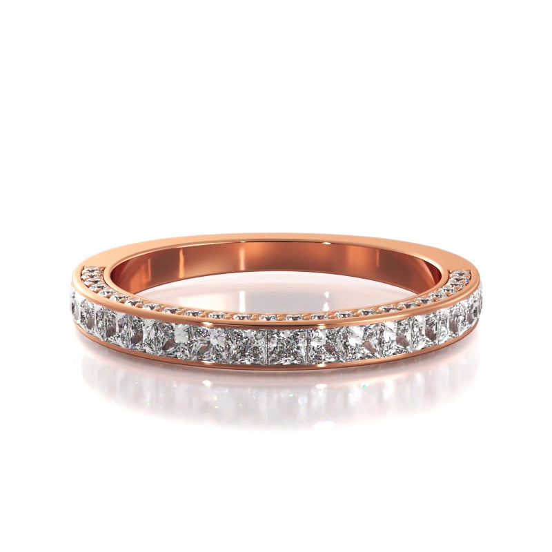2.02 ct Princess And Round Diamond Wedding Band-VIRABYANI